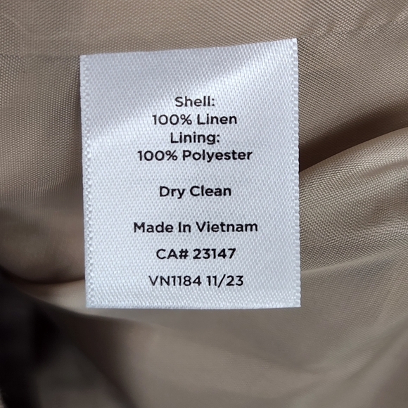 Talbots Cropped 100% Linen Blazer Neutral Flax Tan Size 12P NWT - Picture 7 of 8